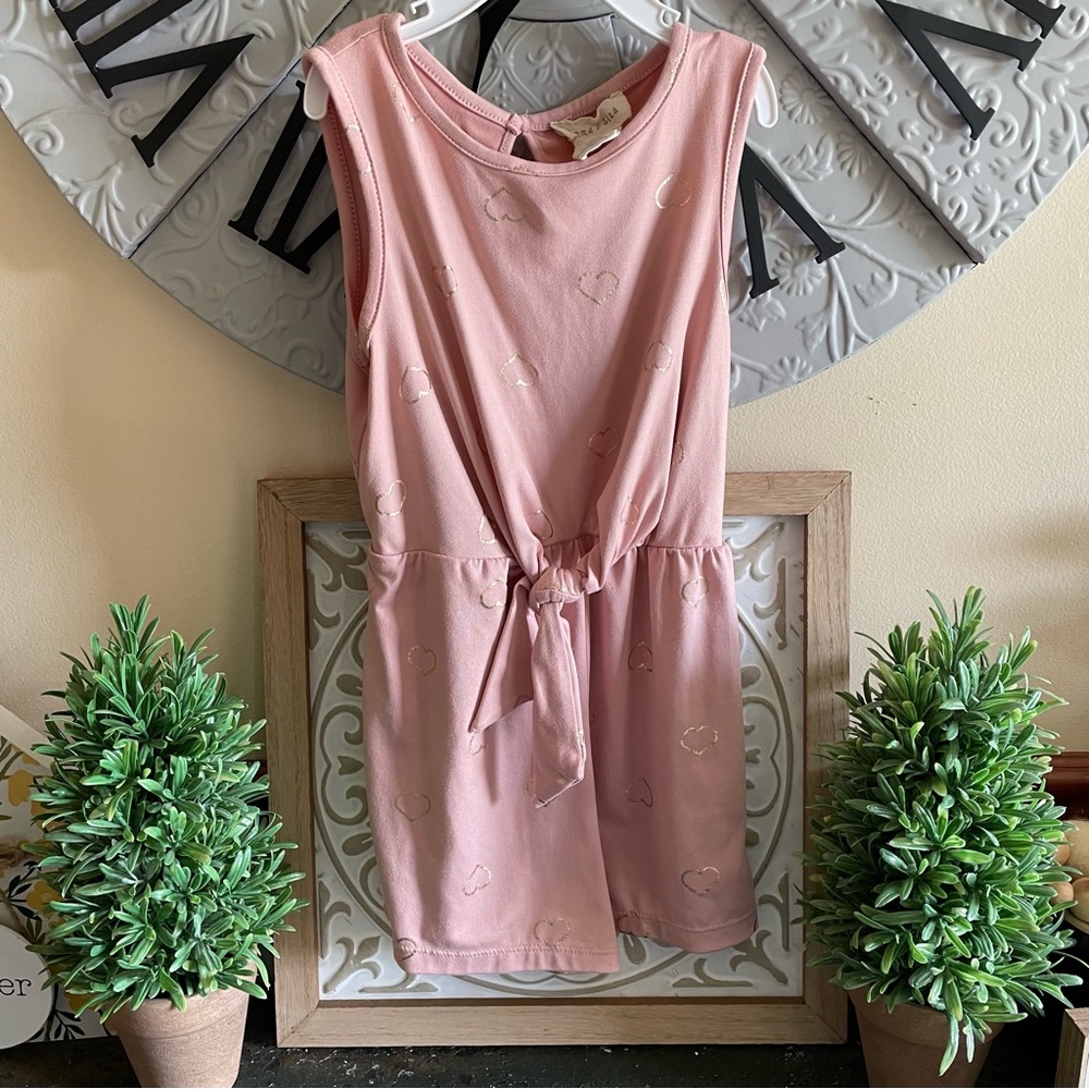 Emma & Elsa pink romper with gold hearts